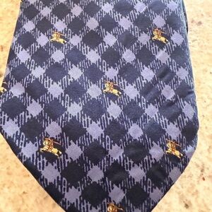 Burberry men’s blue plaid silk tie made in Italy
